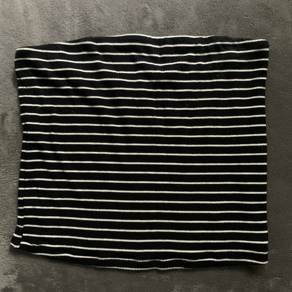 American Eagle Black and White Striped Tube Top